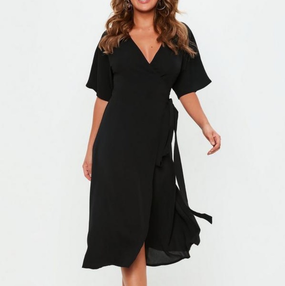 missguided black wrap dress
